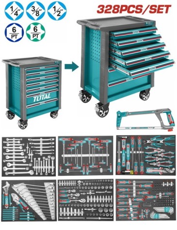 Set de Herramientas Carrito Total 6 Comp. 328pzs