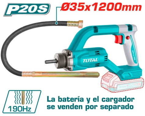 VIBRADOR DE CONCRETO A BATERIA 20V - SIN BAT TOTAL