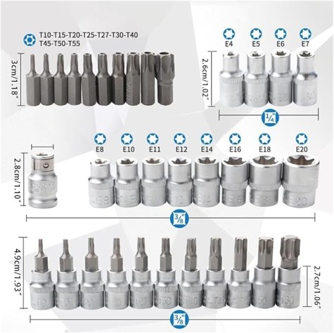 SET DE TUBOS  TORX DE 3/8 con 34 PCS