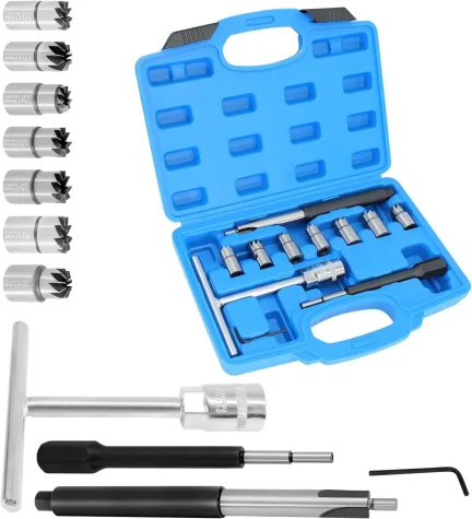 Kit universal de herramientas para limpiar inyectores y cortar asientos de inyectores diésel, 11PCS
