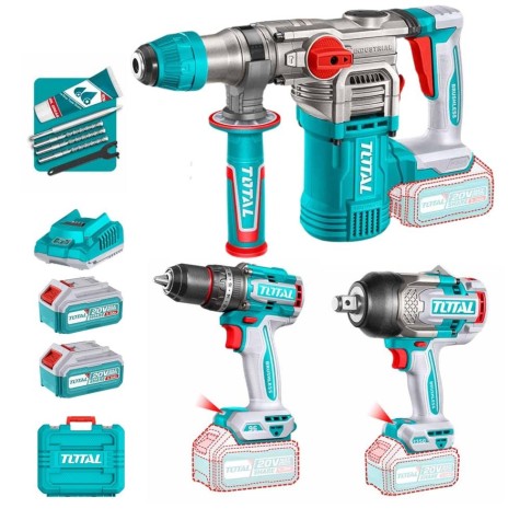Combo PRO Taladro 96Nm + Rotomartillo + Llave de Impacto 3/4" Total