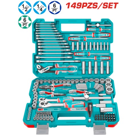 SET 149PCS HERRAMIENTAS MANUALES TOTAL MALETIN INDUSTRIAL -