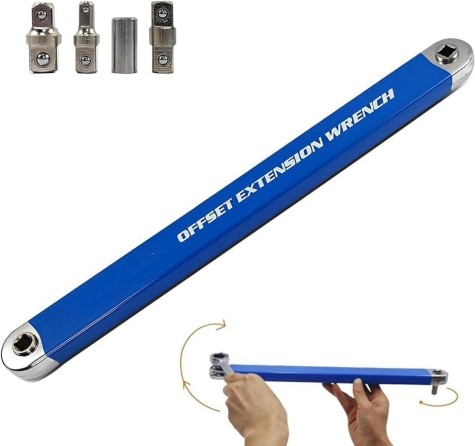 Llave de extensión para impactos, con adaptadores de unidad cuadrada de 1/2", 1/4" y 3/8