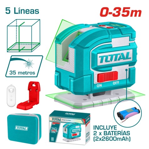 NIVEL LASER AUTOMATICO 0-35M 5 LINEAS PRECISION 1.5MM VERDE +ACC INDUS -