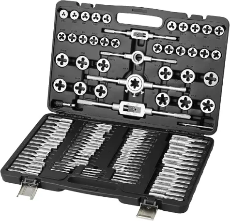 Juego de tarrajas y machos con 110 piezas incluyen tamaño métrico M2 a M18.